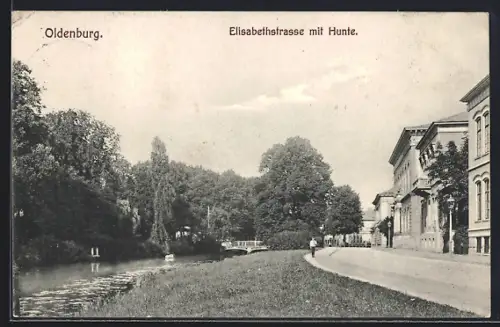AK Oldenburg / O., Elisabethstrasse mit Hunte