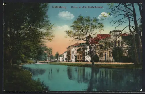 AK Oldenburg, Hunte an der Elisabethstrasse