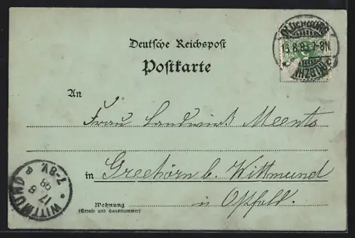 Mondschein-AK Oldenburg / O., Elisabeth Anna-Palais