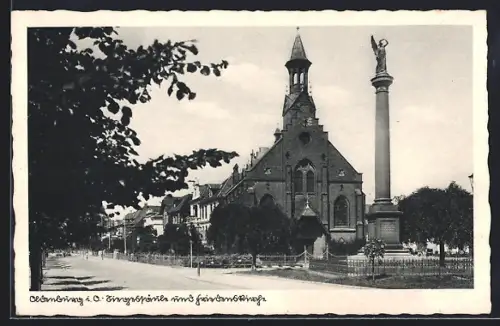 AK Oldenburg i. O., Siegessäule und Friedenskirche