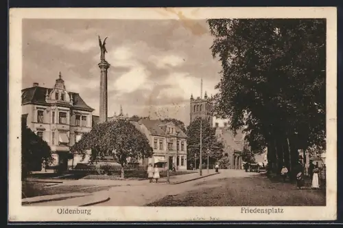 AK Oldenburg / O., Denkmal auf dem Friedensplatz