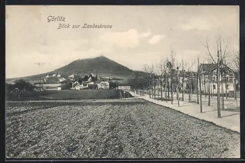 AK Görlitz, Blick zur Landeskrone