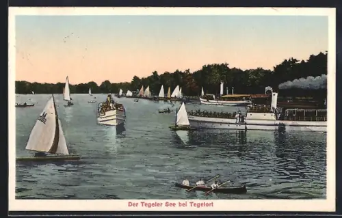 AK Berlin-Tegelort, Segelboote auf dem Tegeler See