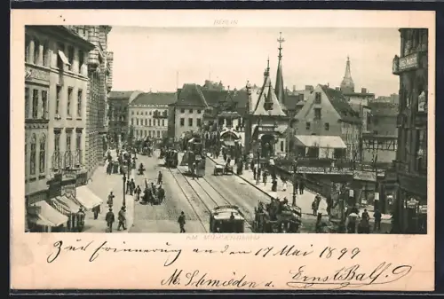 AK Berlin, Am Mühlendamm, Strassenbahn