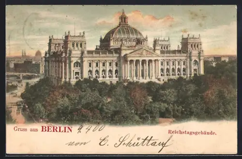 AK Berlin-Tiergarten, Blick auf das Reichstagsgebäude