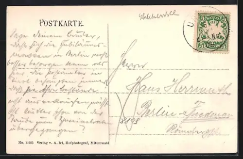 AK Wallgau, Ortsansicht mit Wettersteingebirge