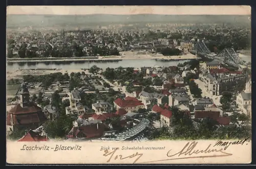 AK Dresden-Blasewitz, Blick vom Schwebebahnerestaurant