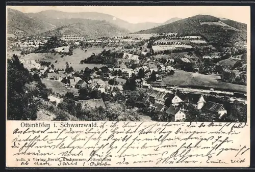 AK Ottenhöfen i. Schwarzwald, Ortsansicht mit Bergen