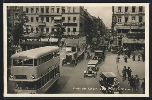 AK Berlin, Unter den Linden Ecke Friedrichstrasse