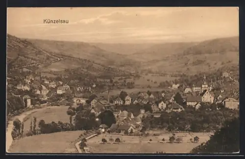 AK Künzelsau, Panoramaansicht des Ortes im Tal