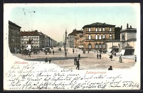 AK München, Partie in der Ludwigstrasse