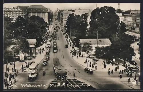 AK Berlin, Potsdamerplatz mit Blick in die Leipziger Strasse