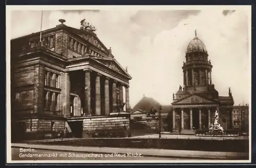 AK Berlin, Gendarmenmarkt mit Schauspielhaus, Neue Kirche