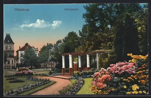 AK Oldenburg / O., Blumen auf dem Cäcilienplatz