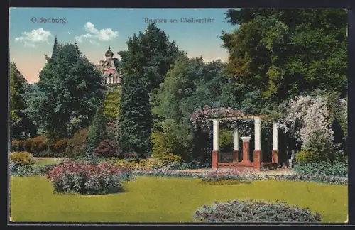 AK Oldenburg / O., Brunnen am Cäcilienplatz