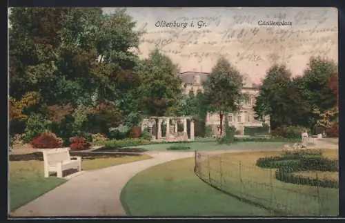AK Oldenburg i. Gr., Grünanlage auf dem Cäcilienplatz