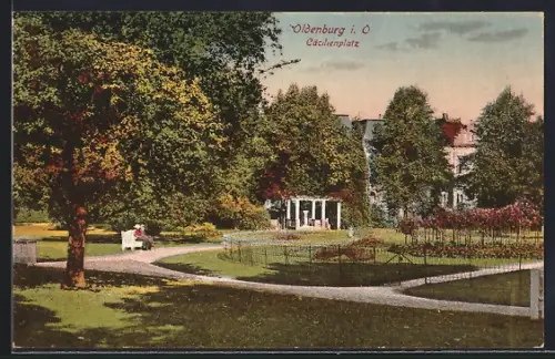 AK Oldenburg / O., Sitzbank auf dem Cäcilienplatz