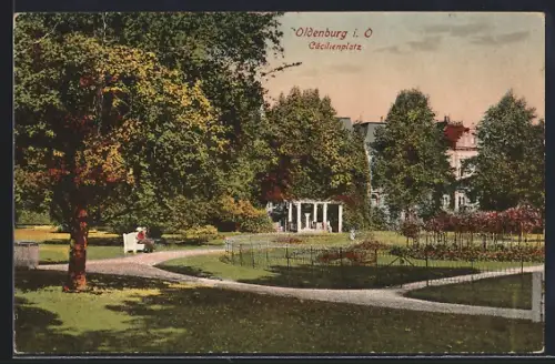 AK Oldenburg i. O., Idyll am Cäcilienplatz