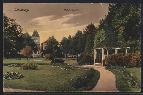 AK Oldenburg / O., Cäcilienplatz mit Rasenflächen