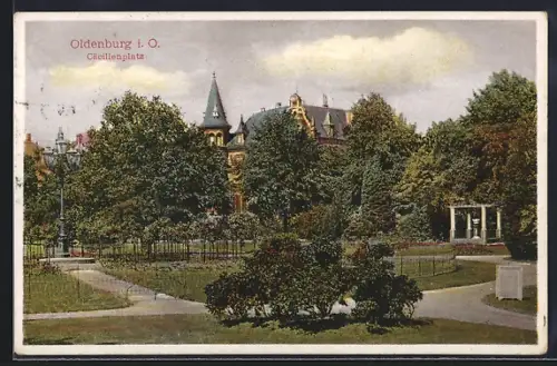 AK Oldenburg i. O., Bäume auf dem Cäcilienplatz
