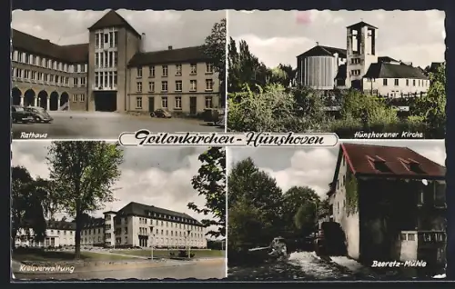 AK Geilenkirchen-Hünshoven, Rathaus, Hünshovener Kirche, Kreisverwaltung, Baeretz-Mühle