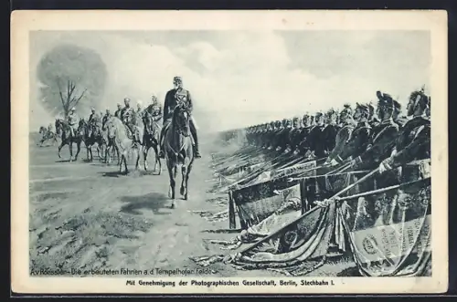 AK Berlin, Erbeutete Fahnen auf dem Tempelhofer Felde