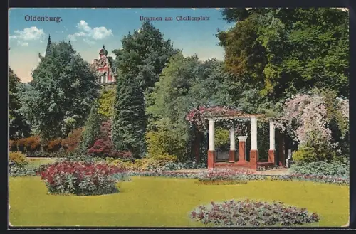 AK Oldenburg / O., Brunnen am Cäcilienplatz