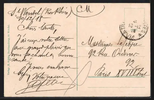 AK St. Wendel, Stadtansicht mit Kirche und Wohnhäusern