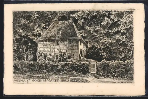 Künstler-AK Weimar / Thüringen, Goethes Gartenhaus