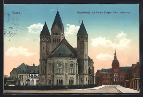 AK Essen, Erlöserkirche mit Verein Bergbaulicher Interessen