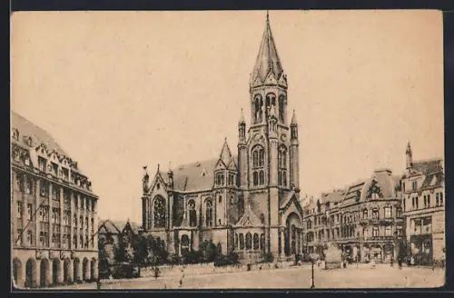 AK Essen, Weberplatz mit Kreuzeskirche
