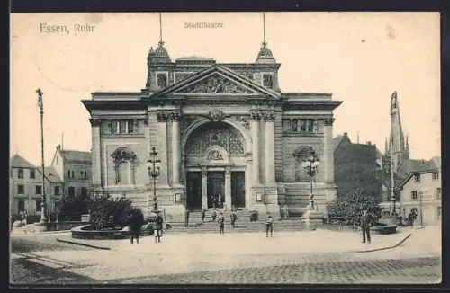 AK Essen /Ruhr, Partie am Stadttheater