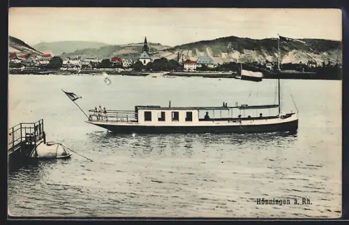 AK Hönningen a. Rh., Boot auf dem Fluss