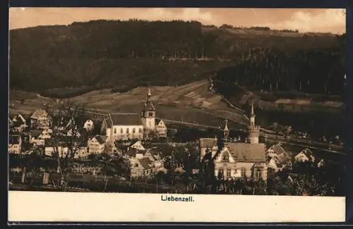 AK Liebenzell, Ortsansicht mit Kirche und umliegenden Gebäuden