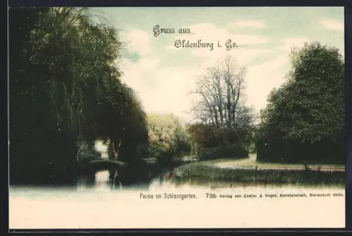 AK Oldenburg i. Gr., Partie im Schlossgarten