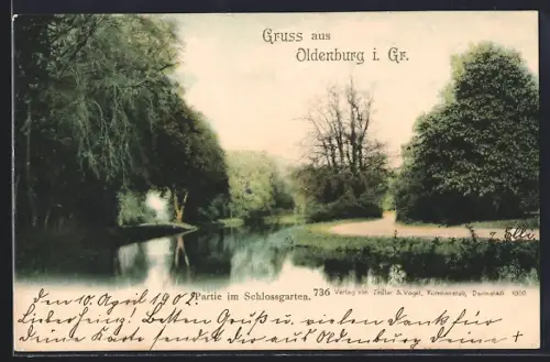 AK Oldenburg i. Gr., Partie im Schlossgarten
