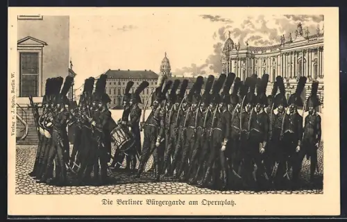 AK Berlin, Parade der Berliner Bürgergarde am Opernplatz