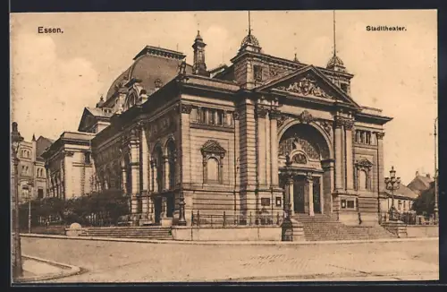 AK Essen, Stadttheater und Strassenpartie