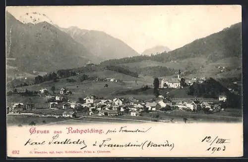 AK Ruhpolding, Gesamtansicht mit Bergpanorama