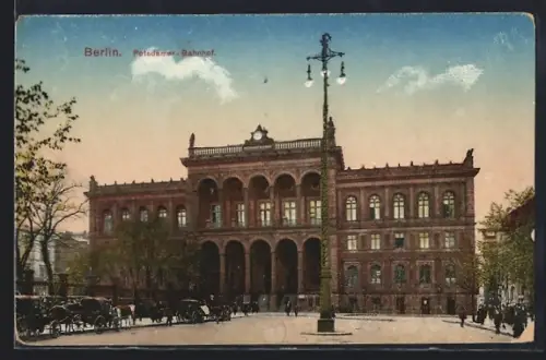 AK Berlin-Tiergarten, Potsdamer-Bahnhof mit Kutschen