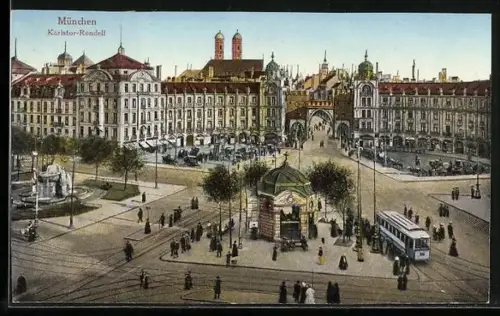 AK München, Karlsthor-Rondell mit Strassenbahn aus der Vogelschau