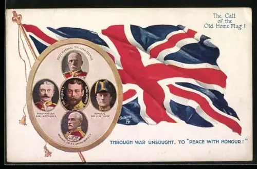 AK The Call of the Old Home Flag, Feldmarschall John French, Majestät König George, Admiral J. Jellicoe