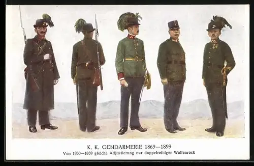 AK 75 Jahre Österreichische Gendarmerie 1924, K. K. Gendarmerie 1869-1899
