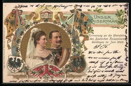 Lithographie Kaiserin Auguste Victoria Königin von Preussen, Unser Kaiserpaar