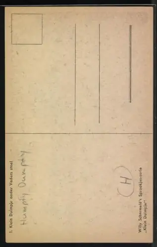 Künstler-AK Willy Schermele: Der Däumling unter Vaters Stuhl