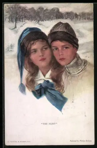 Künstler-AK Philip Boileau: The Flirt, Die erste Liebe zweier Kinder
