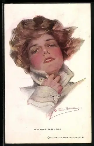 Künstler-AK M.L. Attwell: Fräulein zieht ihren Kragen hoch