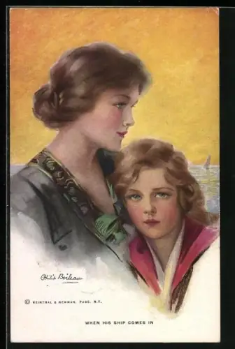 Künstler-AK Philip Boileau: When his ship comes in, In Erwartung seines Schiffes, wartende Frauen