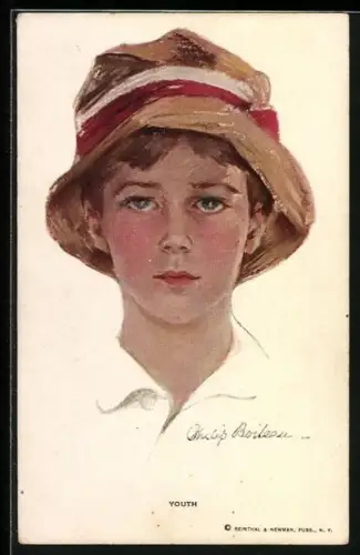 Künstler-AK Philip Boileau: Mädchen mit Hut