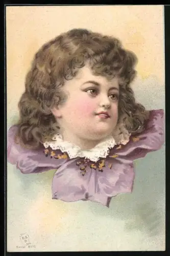 AK Kind mit braunem gelocktem Haar